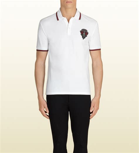 gucci polo shirt mens white|saks gucci polo.